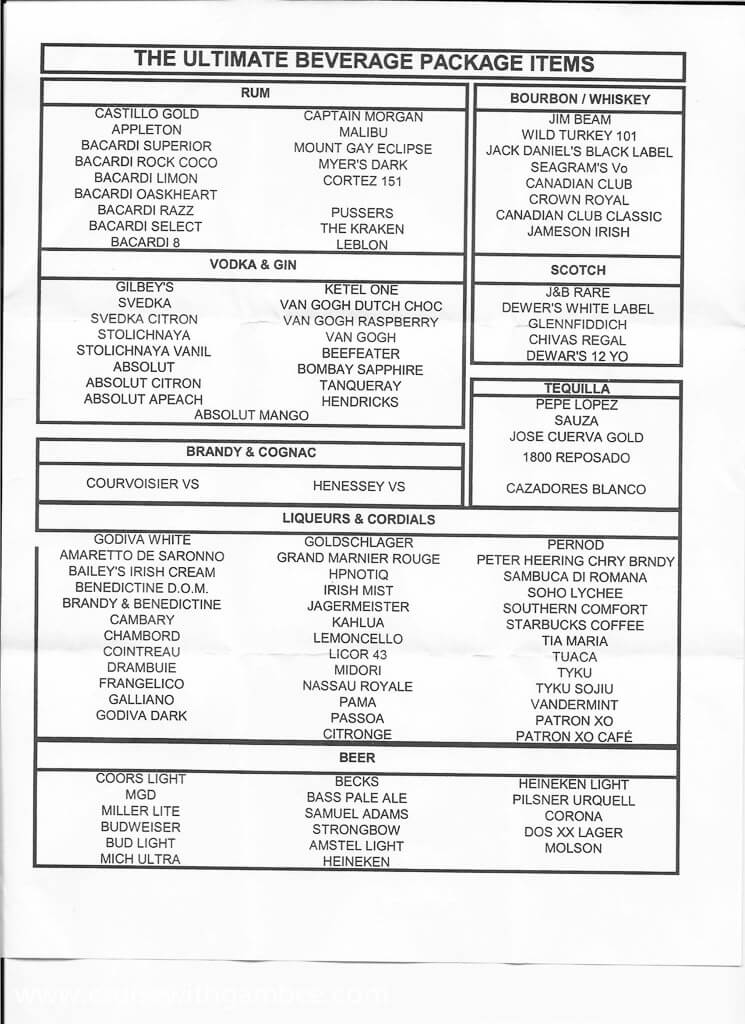 Norwegian Cruise Line Drink Menu Norwegian Cruise Line Drink Menu