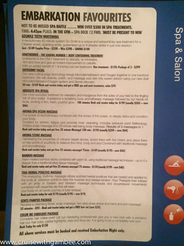 Carnival Cruise Spa Prices cruise with gambee