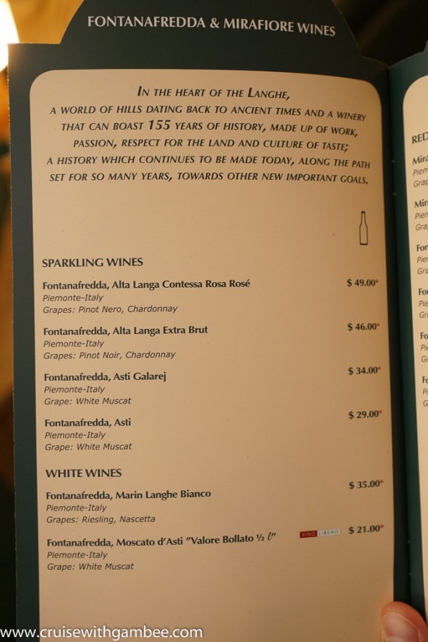 MSC Cruises Drink lists with prices. cruise with gambee