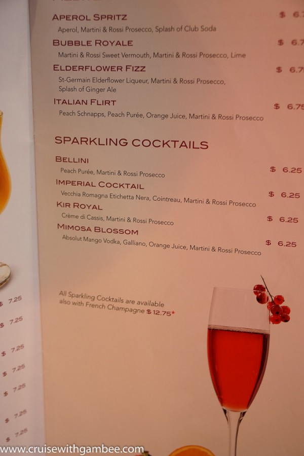 MSC Cruises Drink lists with prices. cruise with gambee