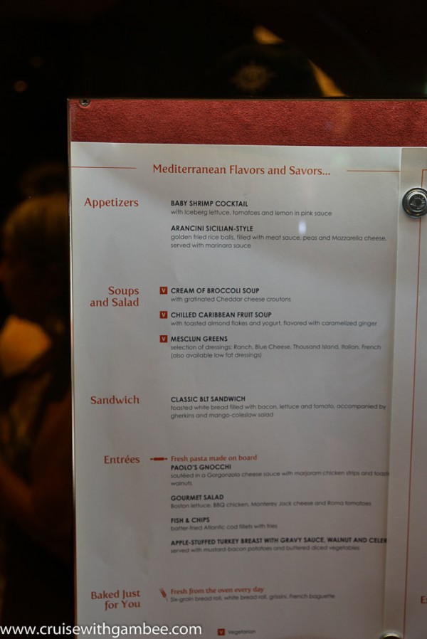 MSC Cruises Divina Menus cruise with gambee
