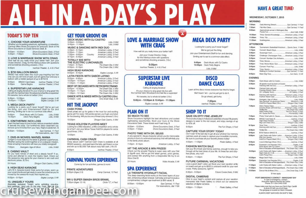 Carnival Valor Fun Times Western dailies โ cruise with gambee Carnival Valor Fun Times Western dailies โ cruise with gambee