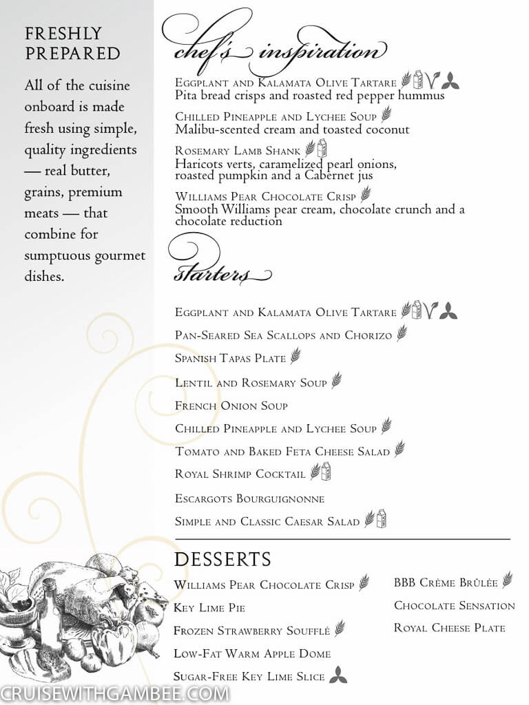 Royal Caribbean Main Dining room menus-13