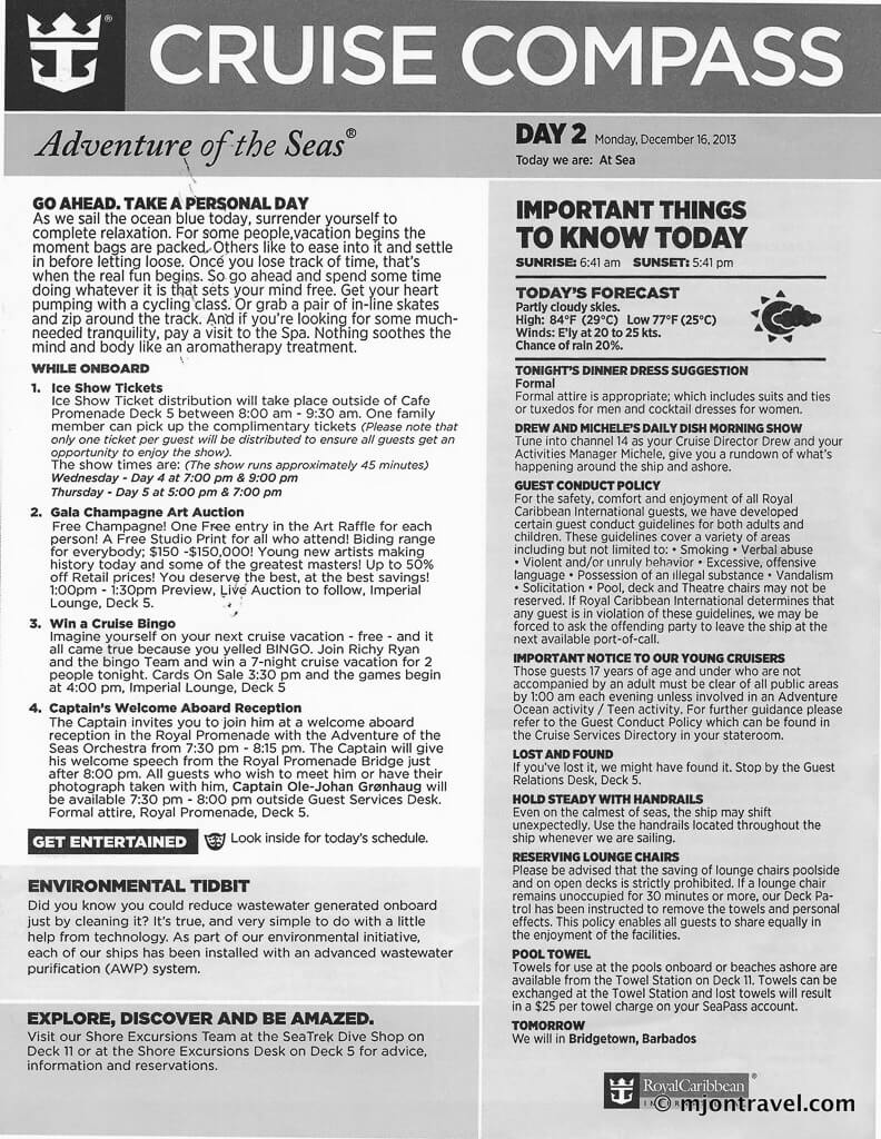 Adventure of the Seas Itinerary – cruise with gambee