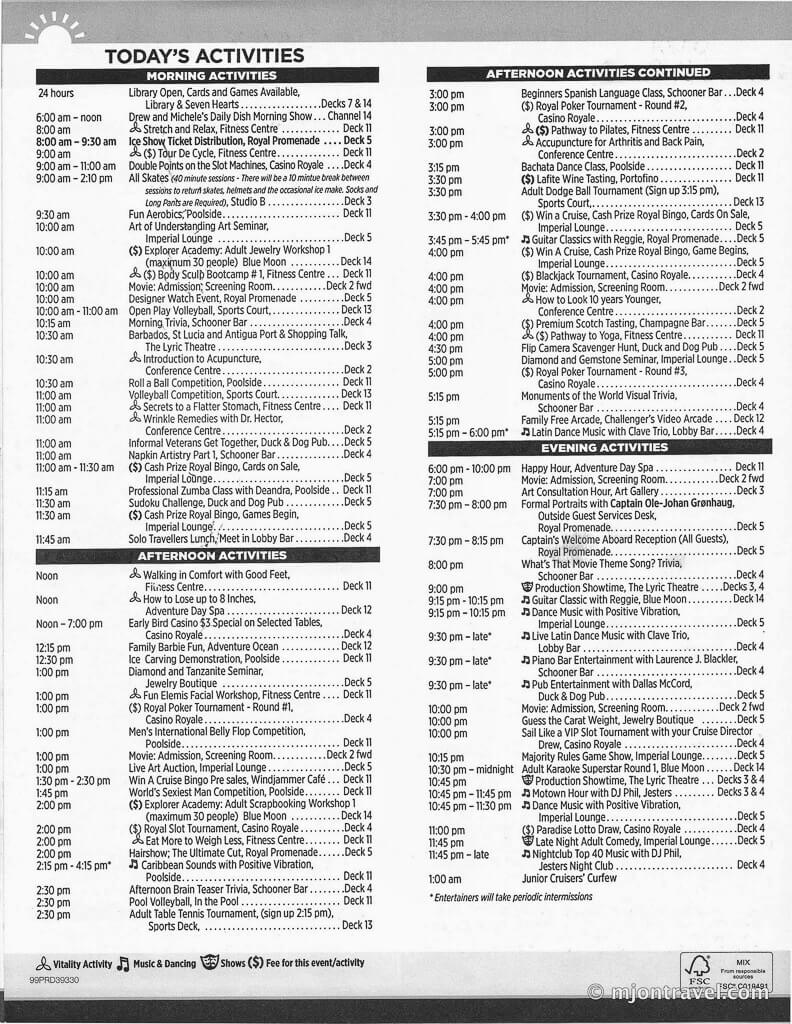 Adventure of the Seas Itinerary – cruise with gambee
