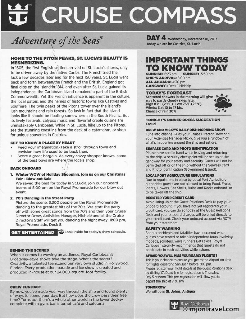 Adventure of the Seas Itinerary – cruise with gambee