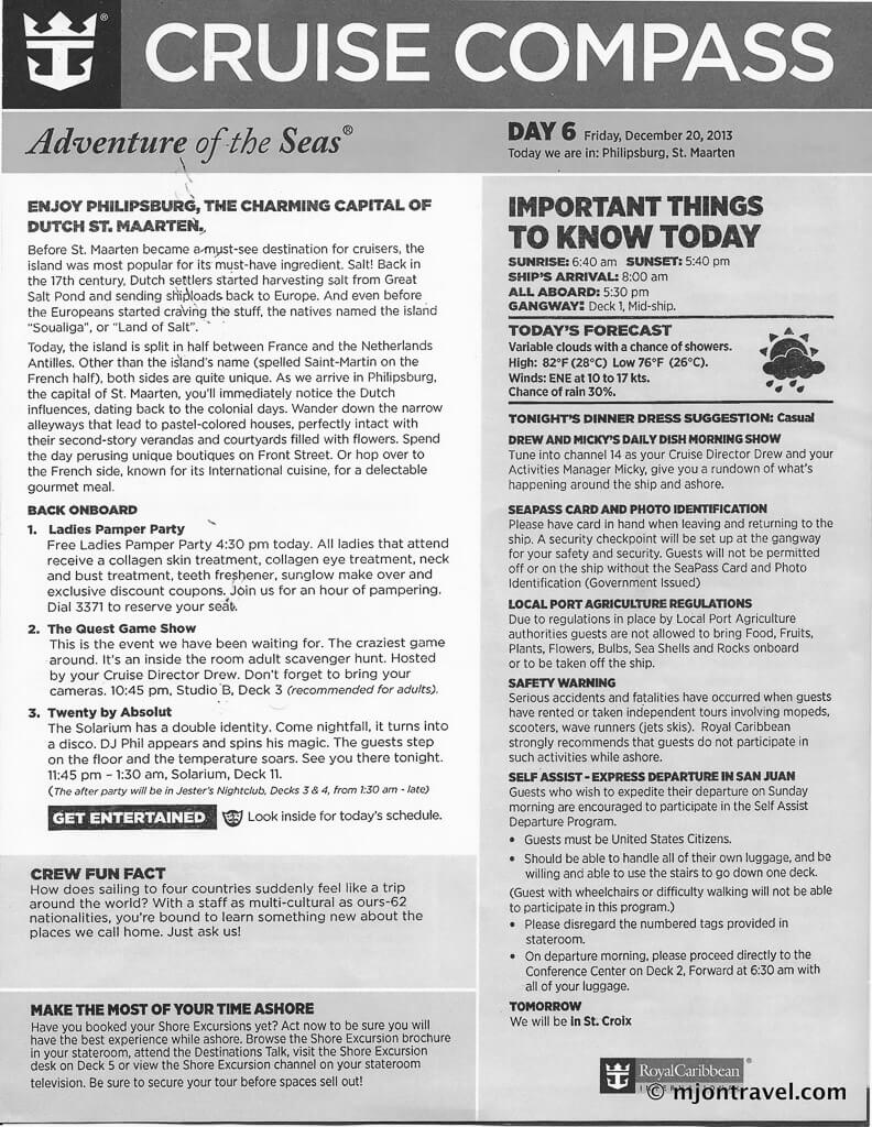 Adventure of the Seas Itinerary – cruise with gambee