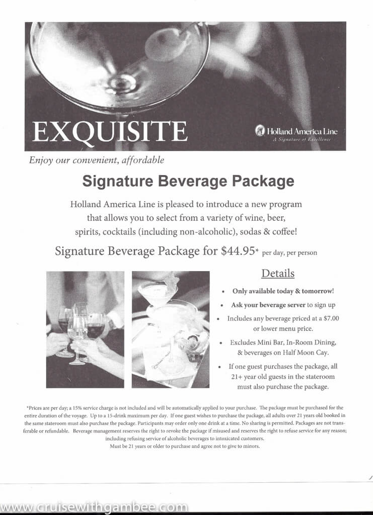 Holland America drink package prices-2