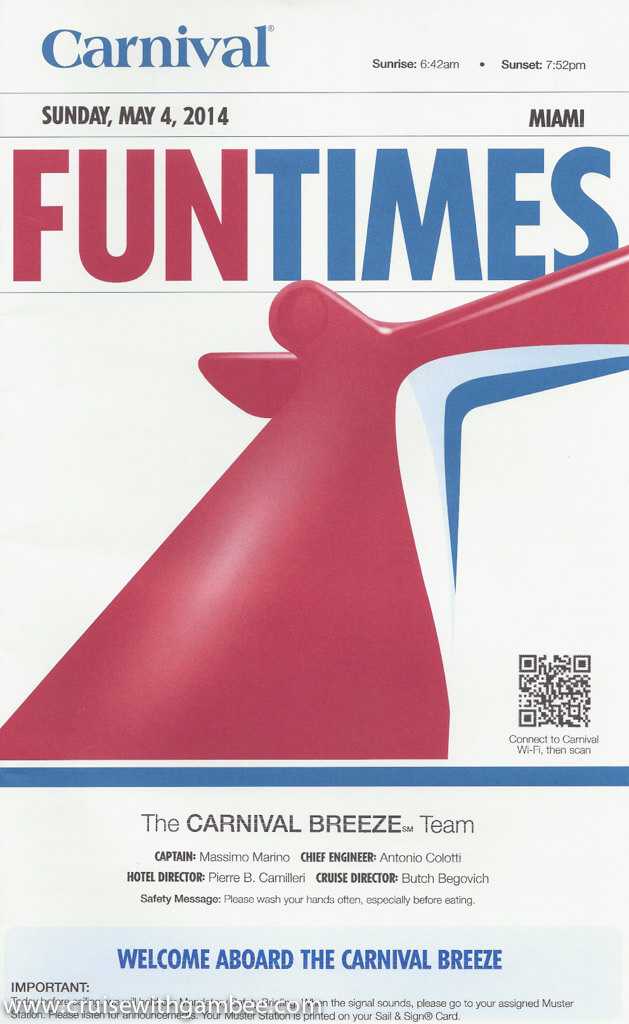 Carnival Breeze FunTimes Daily Itinerary