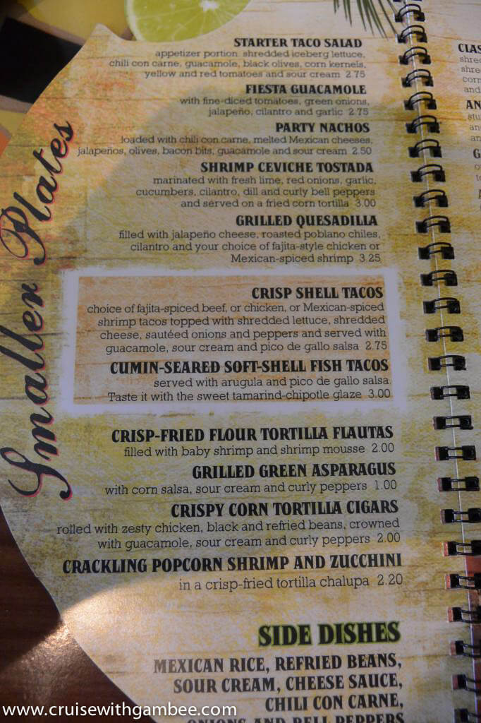 royal caribbean rita's cantina menu