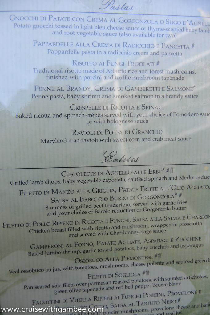 Giovanni's Table Dinner Menu