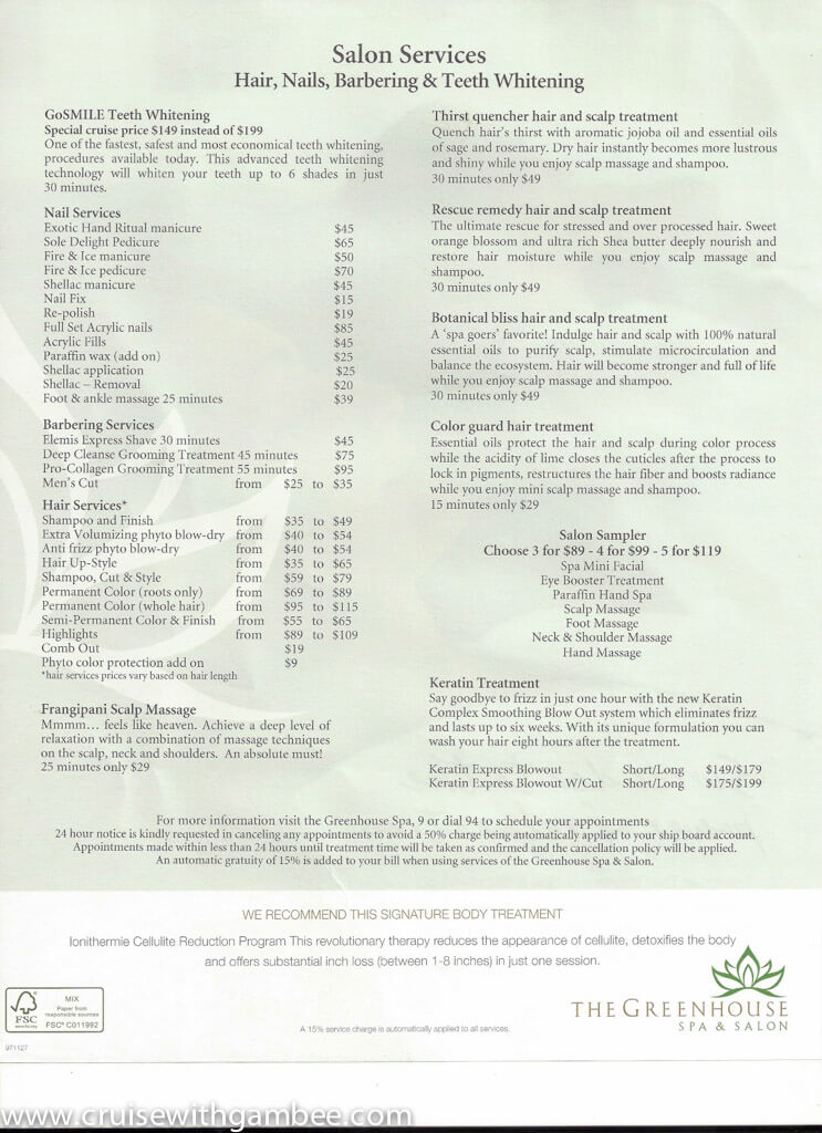 Holland America Spa products and prices-9