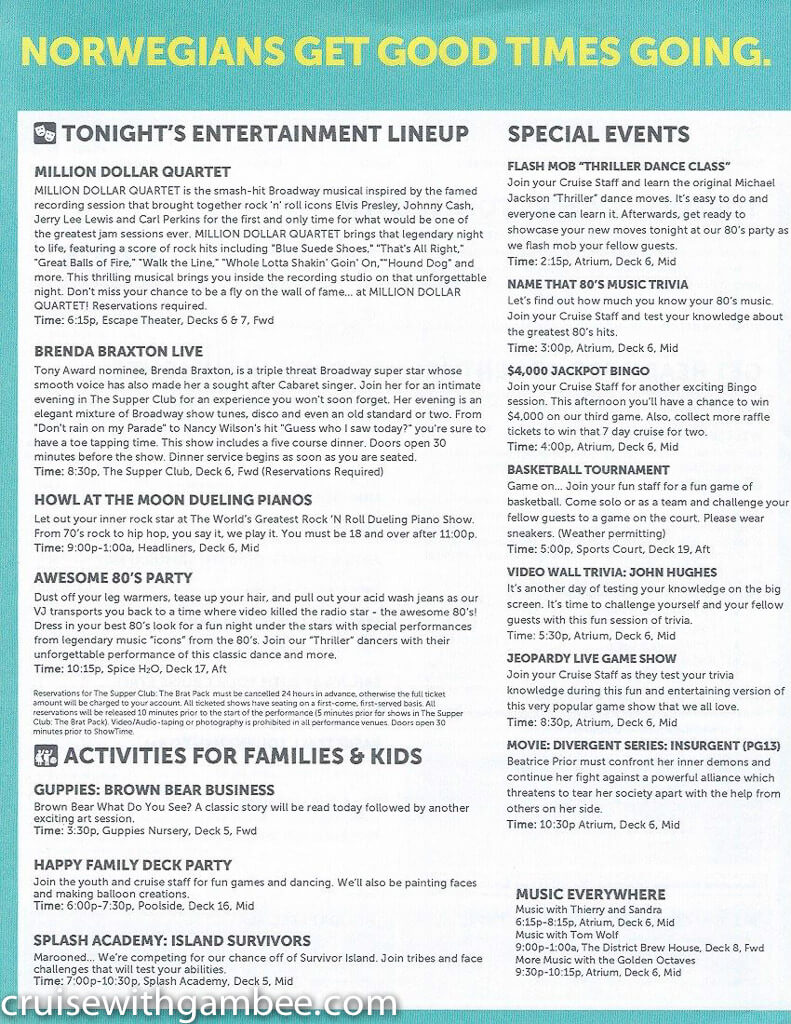 Norwegian Escape Daily eastern itinerary paper-26
