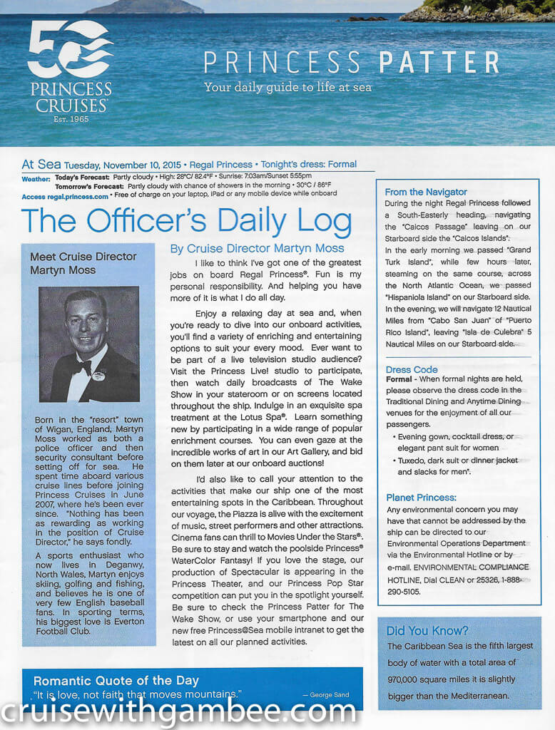 Regal Princess Patter Daily Guide-20