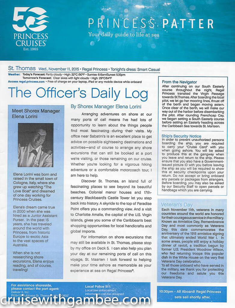 Regal Princess Patter Daily Guide-24