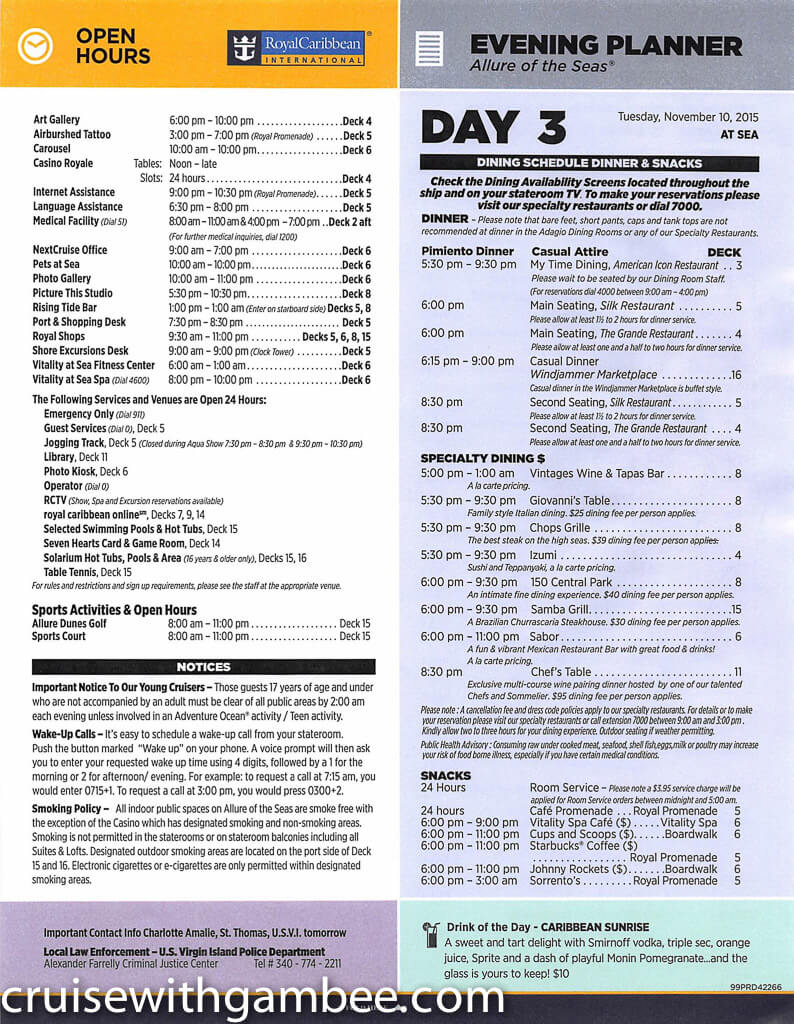 Royal Caribbean Allure of the Seas Compass Daily Paper-18