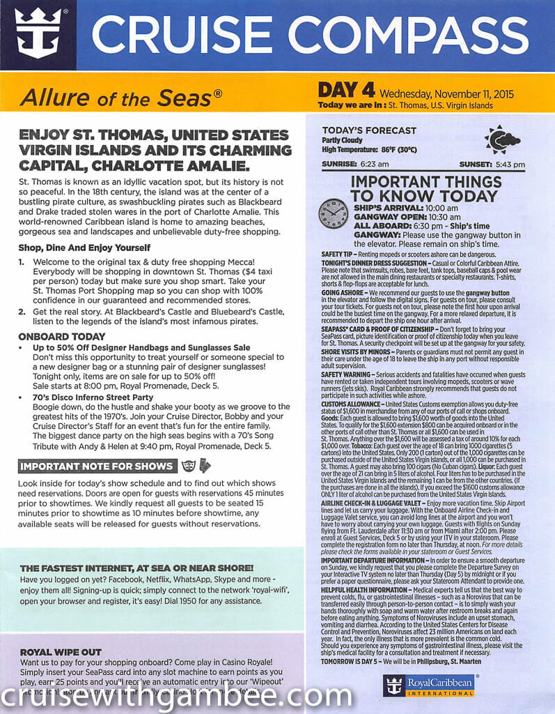 Royal Caribbean Allure of the Seas Compass Daily Paper-20