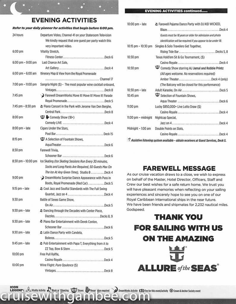 Royal Caribbean Allure of the Seas Compass Daily Paper-43