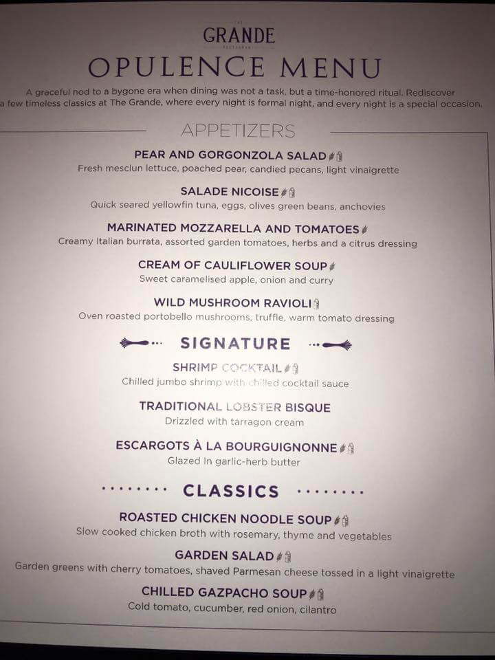 Royal Caribbean The Grande menu-2