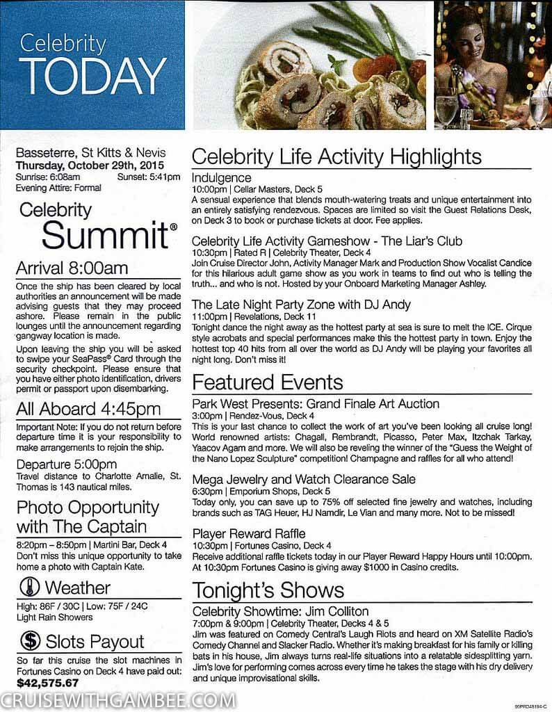 Celebrity Summet Today Daily Activity planner-14