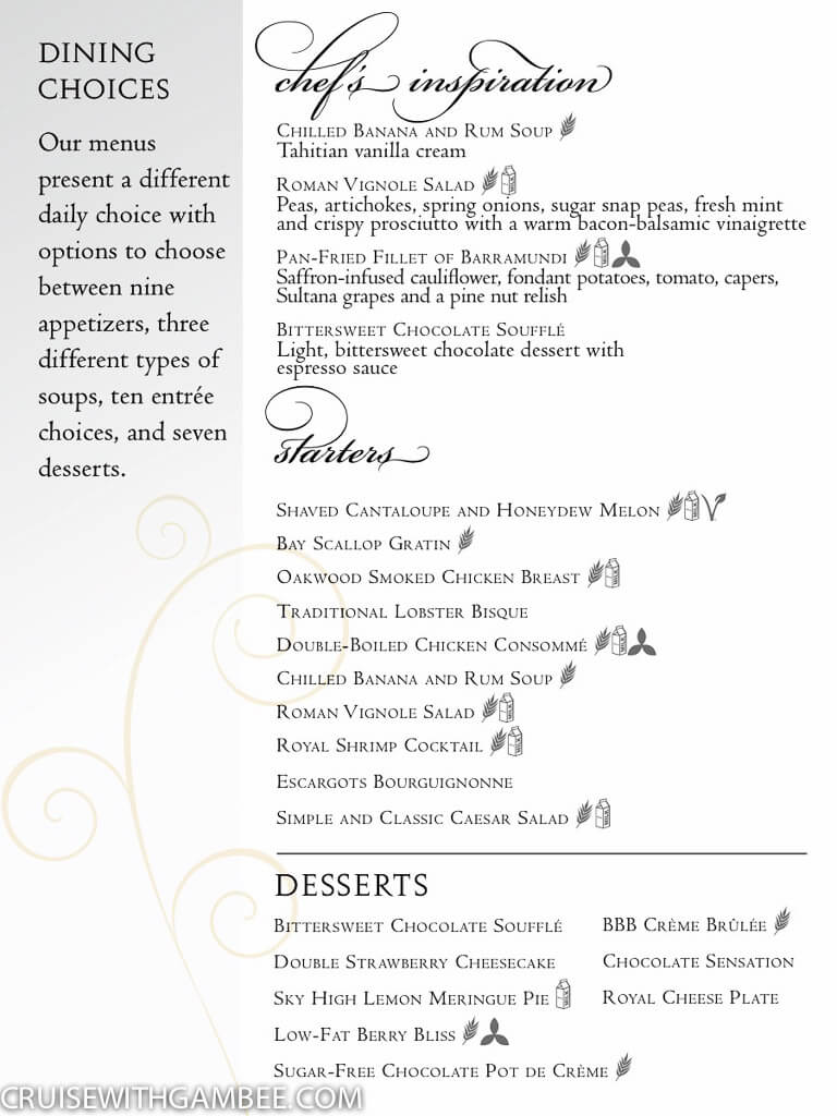 Royal Caribbean Main Dining room menus-3