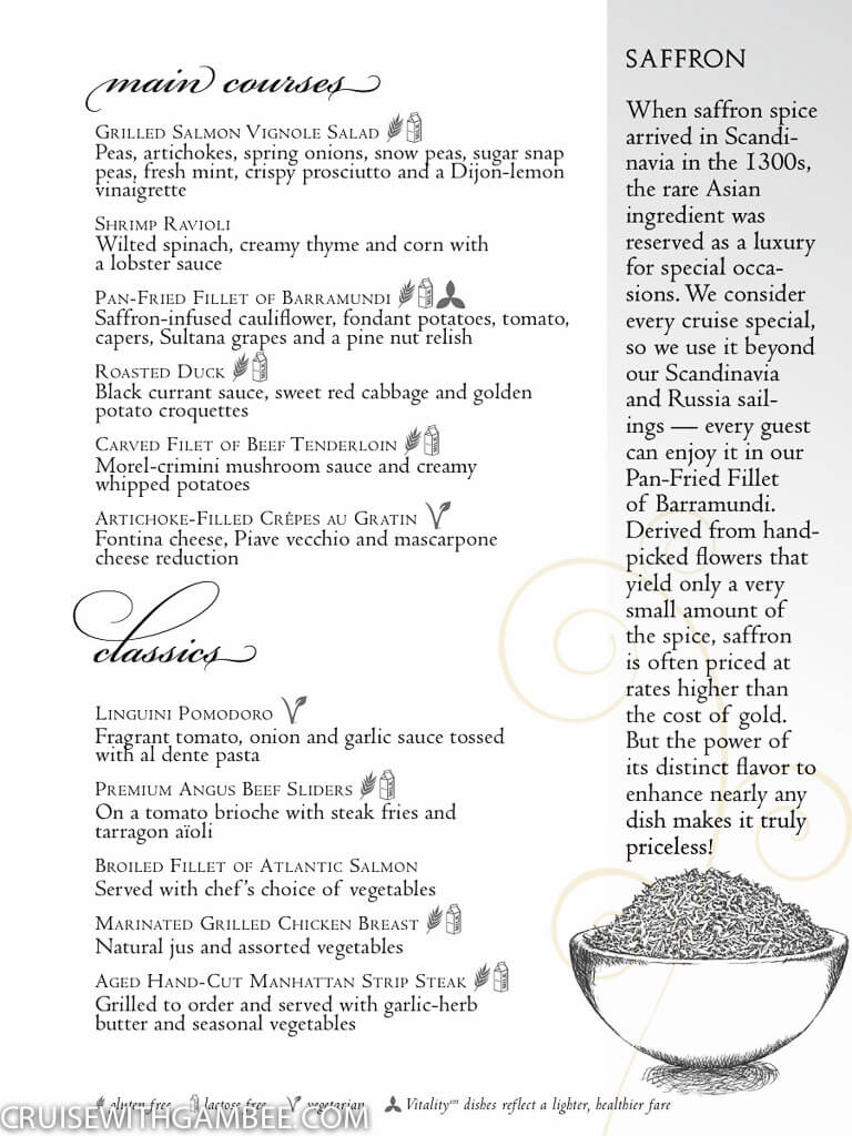 Royal Caribbean Main Dining room menus-4