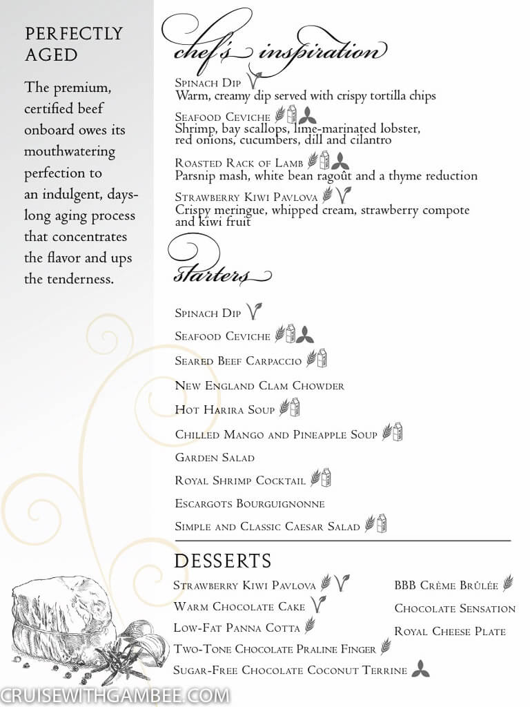 Royal Caribbean Main Dining room menus-5