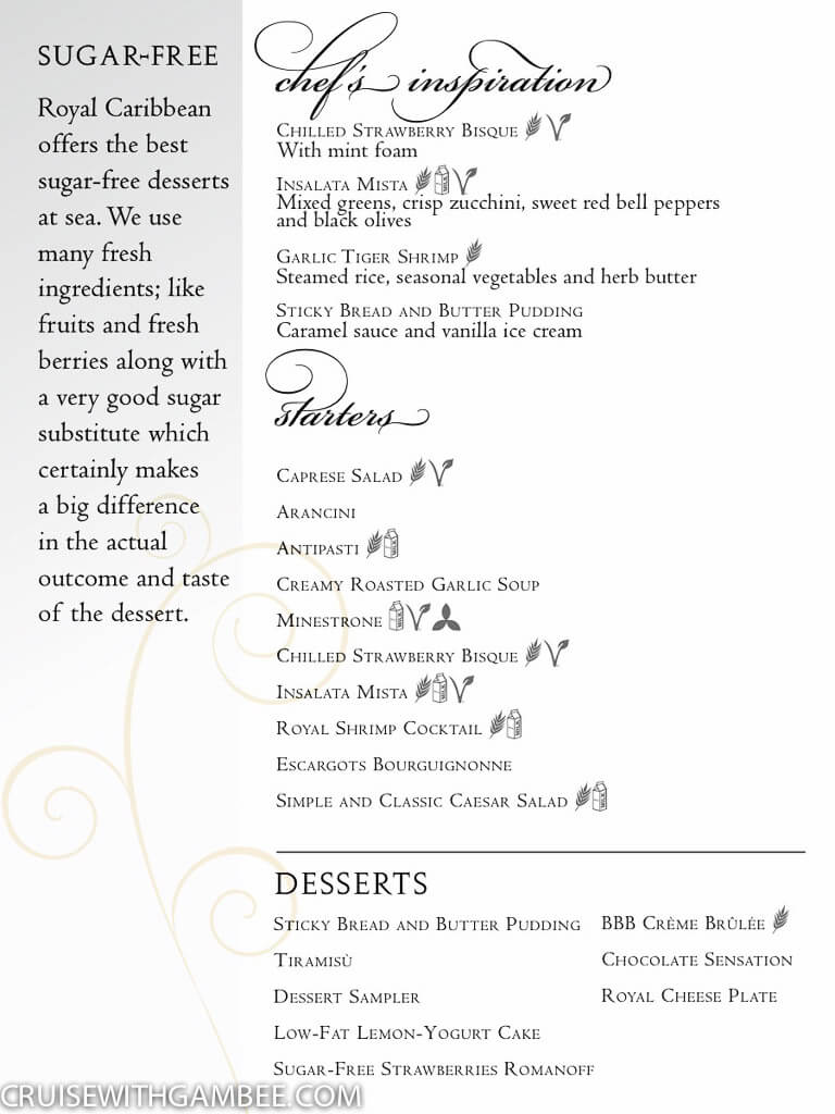 Royal Caribbean Main Dining room menus-7