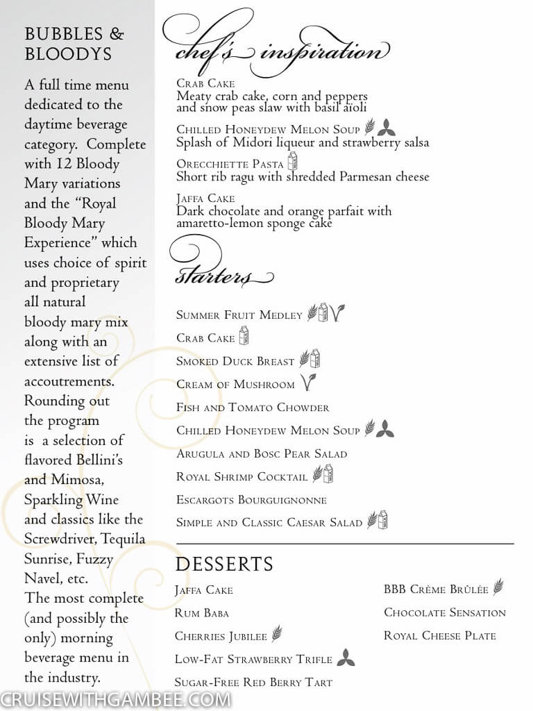 Royal Caribbean Main Dining room menus-9