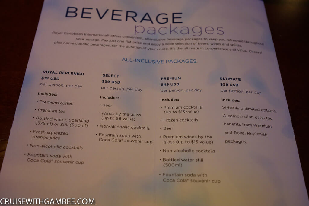 Royal Caribbean Drink Prices - Packages