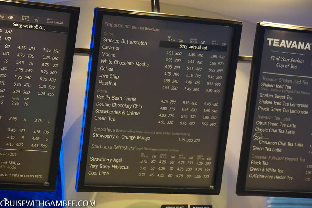Royal Caribbean Drink Prices - Starbucks prices