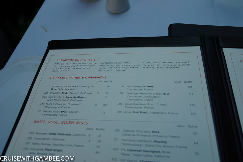 Royal Caribbean Drink Prices - Chops wine list