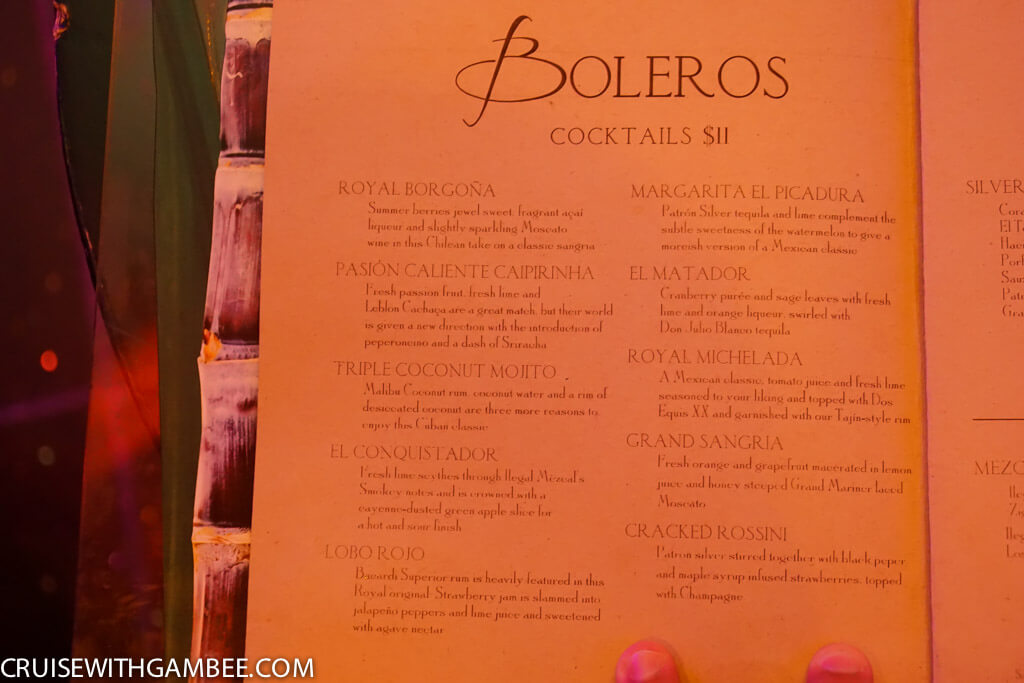 Royal Caribbean Drink Prices - Boleros drinks