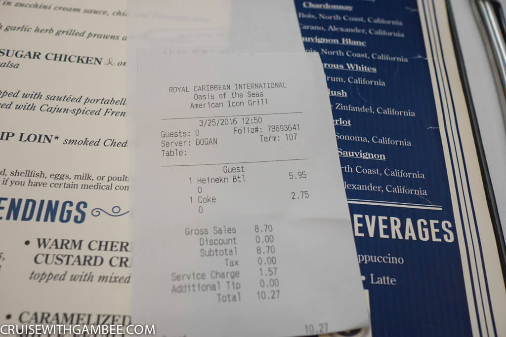 Royal Caribbean Drink Prices - Beers and soda prices